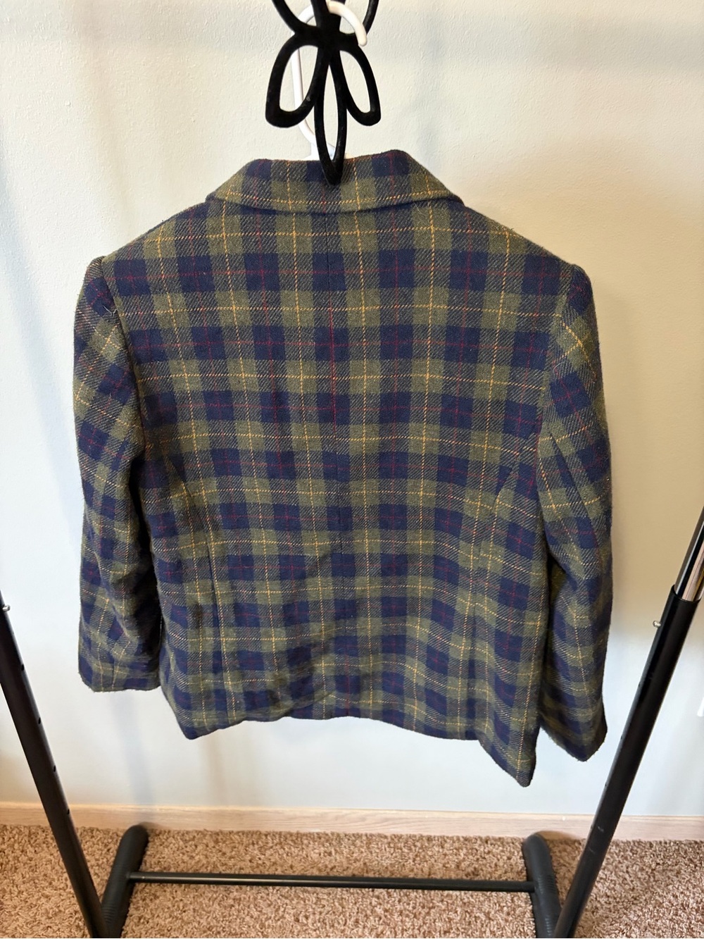 Vintage White Stag Women's Green Plaid Wool-Blend Jacket - Picture 3 of 4
